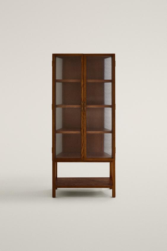 ASH WOOD AND RIBBED GLASS DISPLAY CABINET - Brown by Zara - Image 0