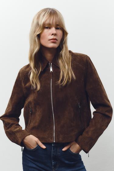 100% LEATHER JACKET - Brown by Zara - Image 0