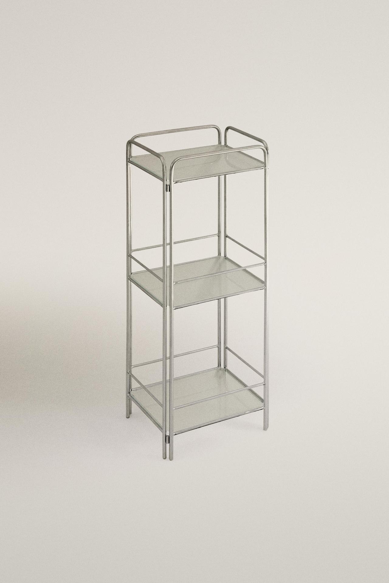 STEEL AND GLASS STORAGE UNIT — Gray