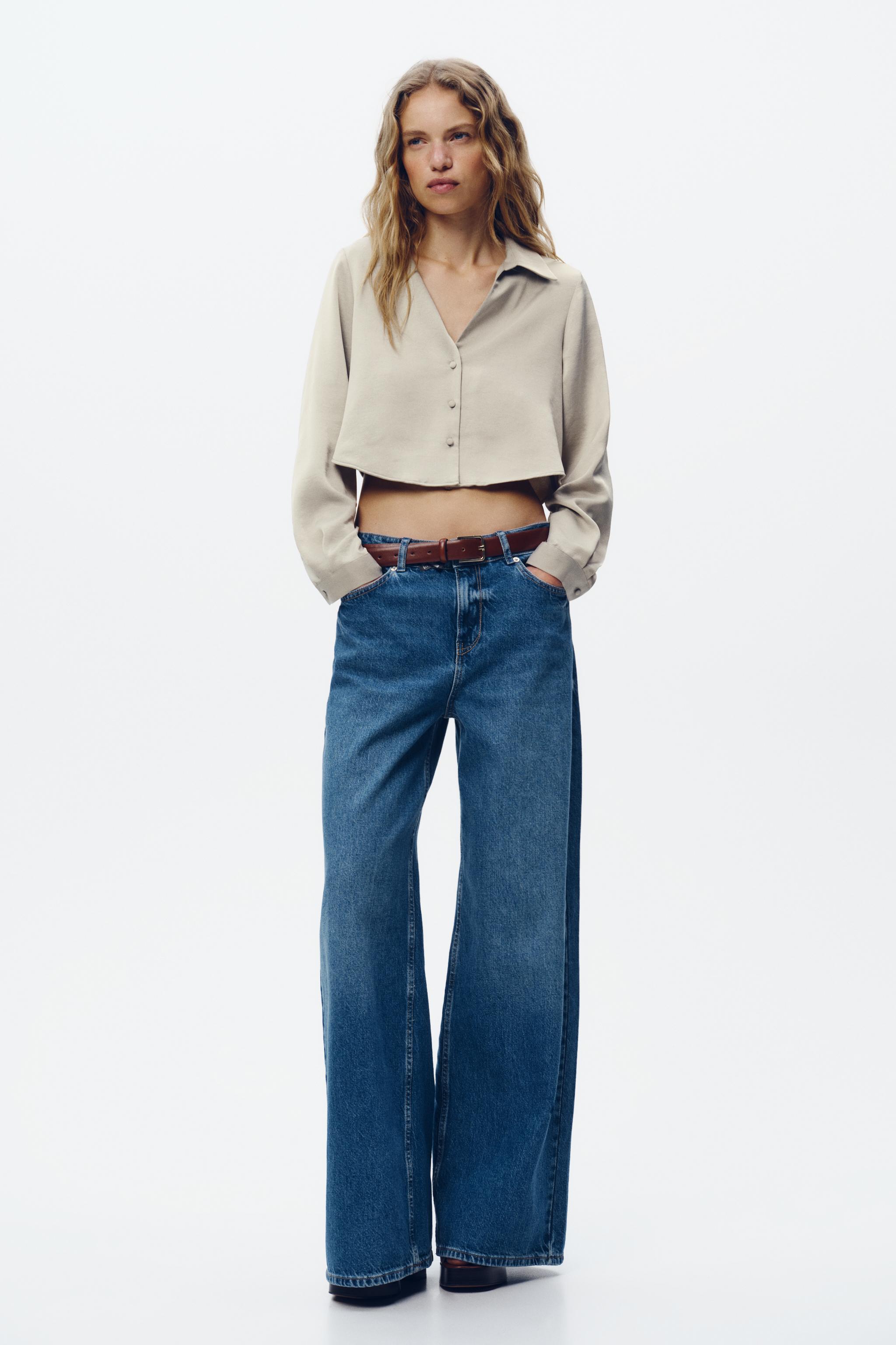 SATIN EFFECT CROPPED SHIRT - Brown | ZARA United States