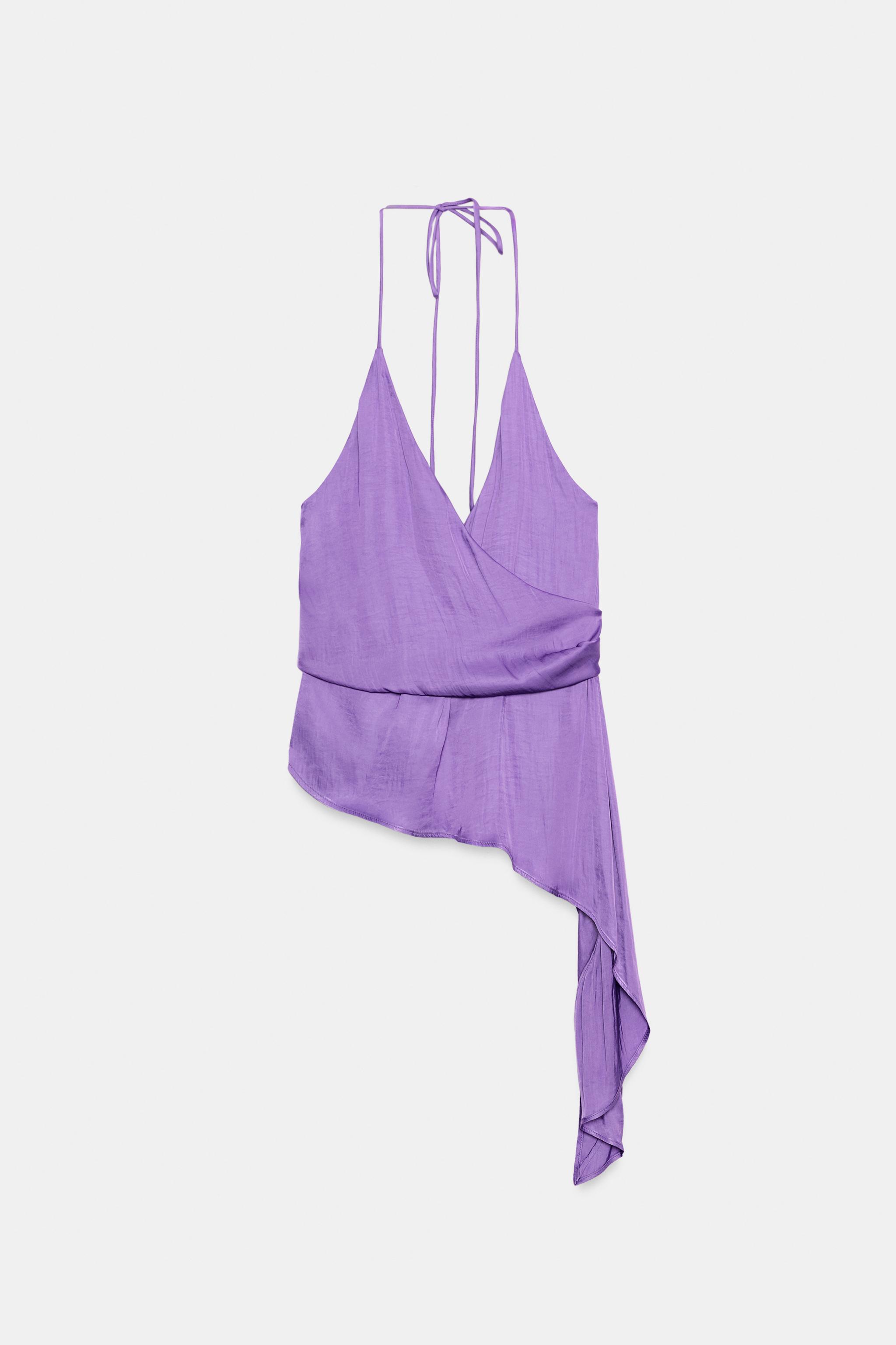 ASYMMETRIC SATIN TOP - Purple | ZARA South Africa