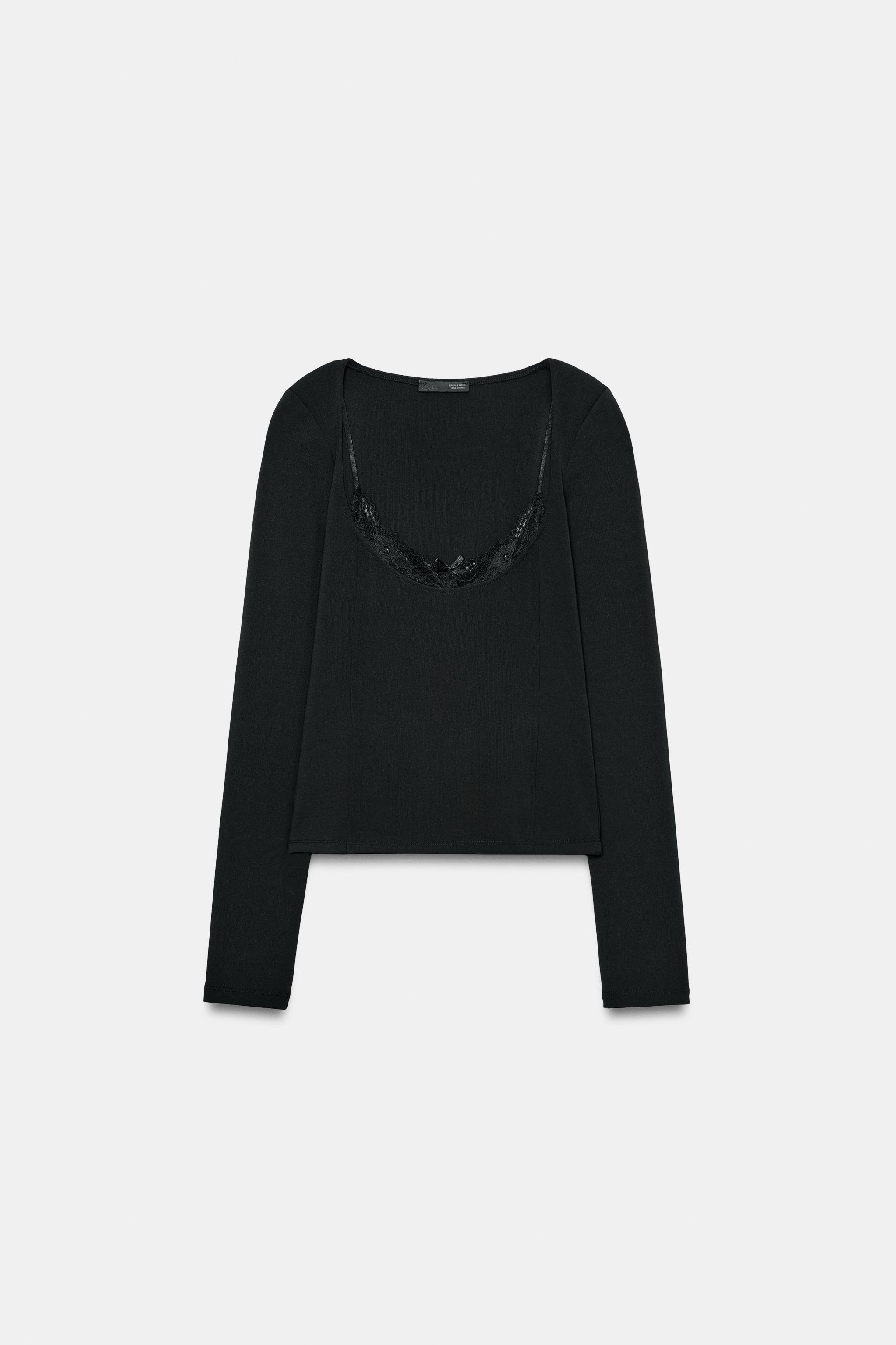 Zara DANTEL DETAYLI STREÇ TOP