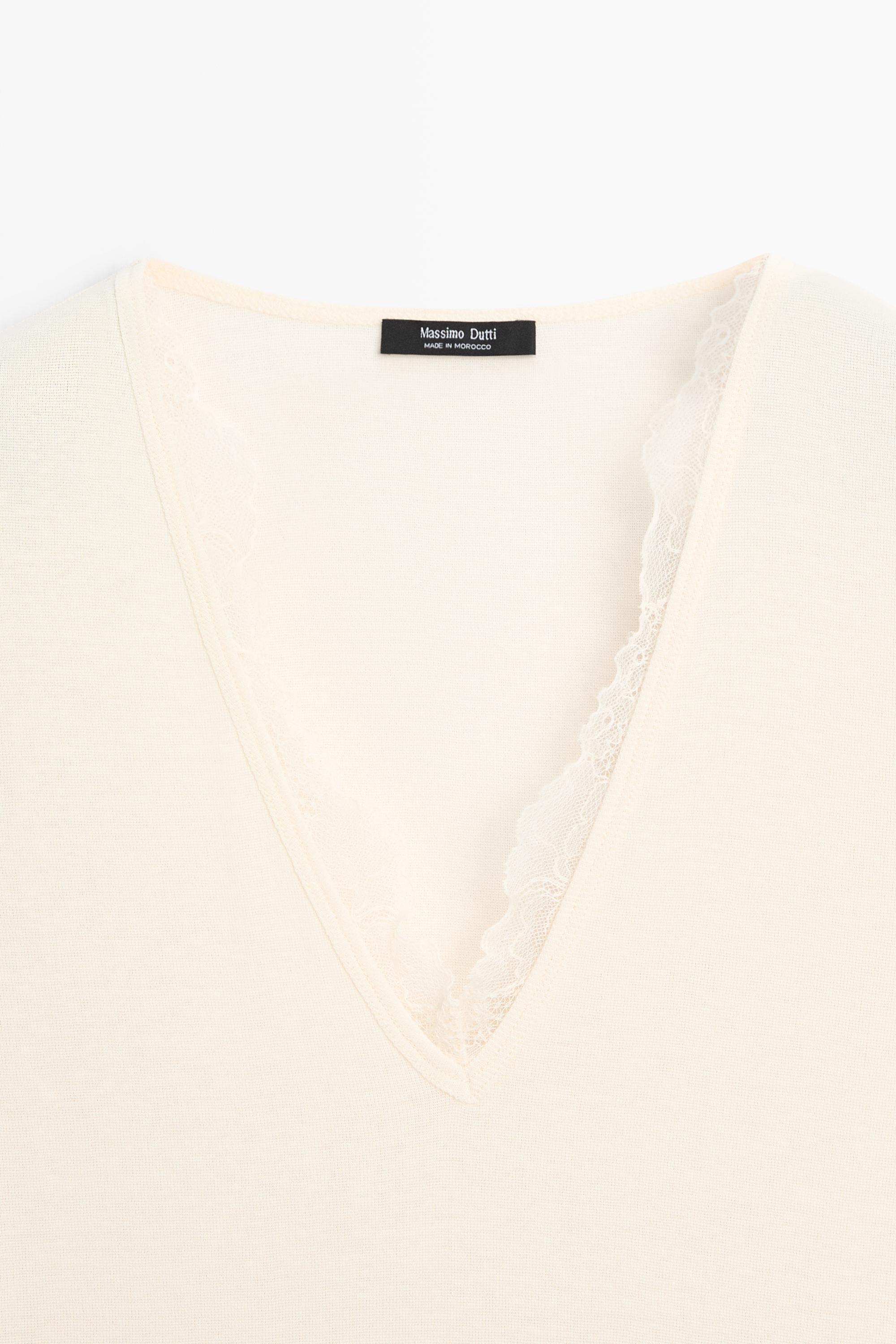 Lace-detail V-neck T-shirt