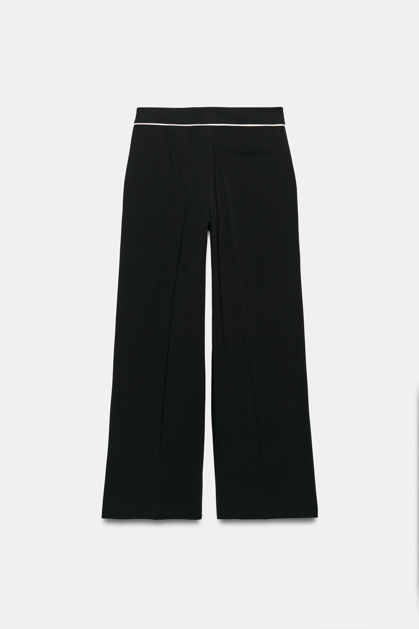 Женские брюки Zara Contrast Piping, цвет: Чёрный — фото 8