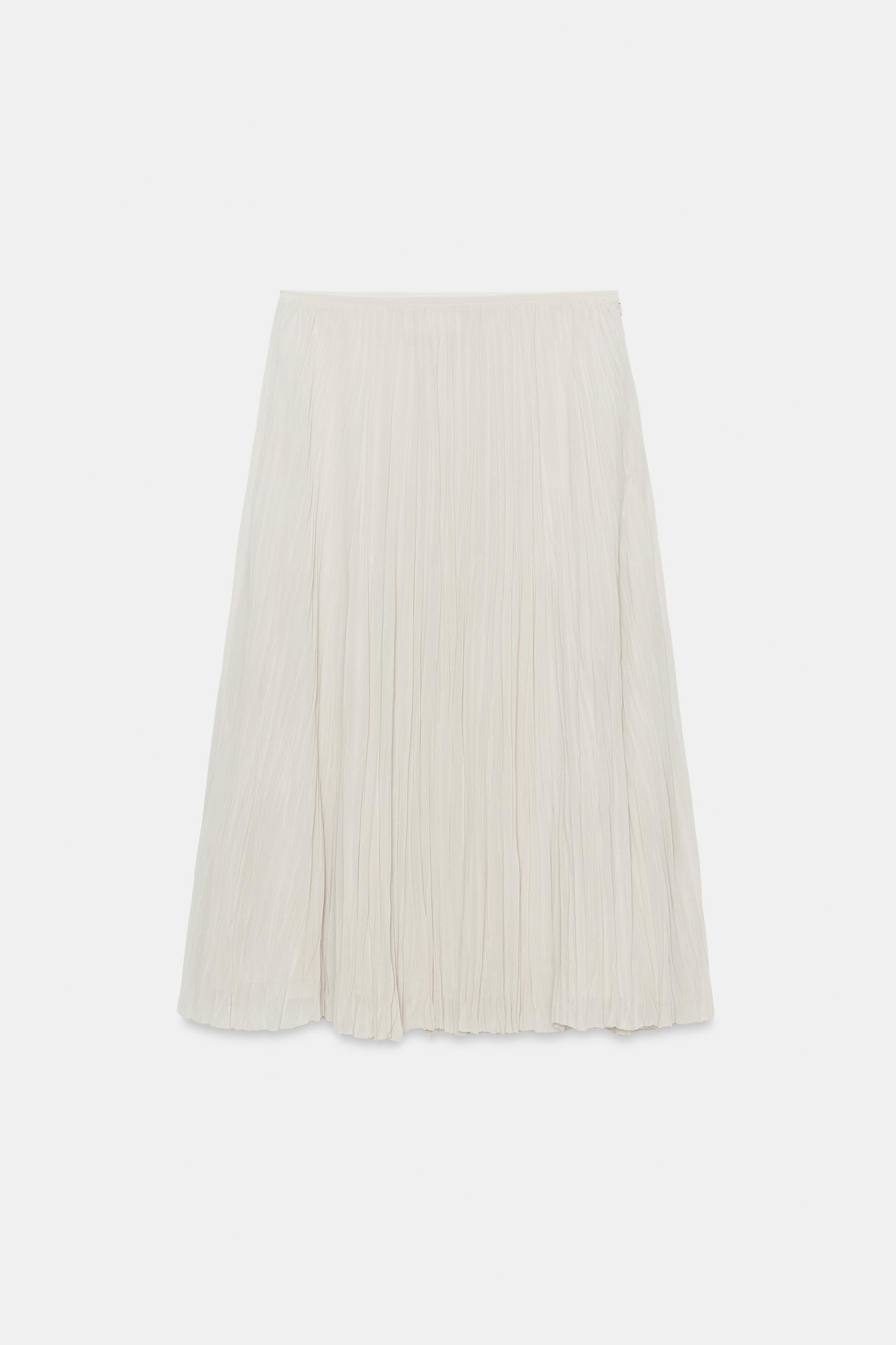 Женская юбка Zara ZW Collection Pleated MIDI, цвет: Светлый серый — фото 5