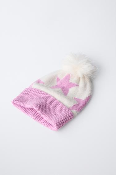KNIT STAR POMPOM HAT SKI COLLECTION - Light Grey by Zara - Image 1