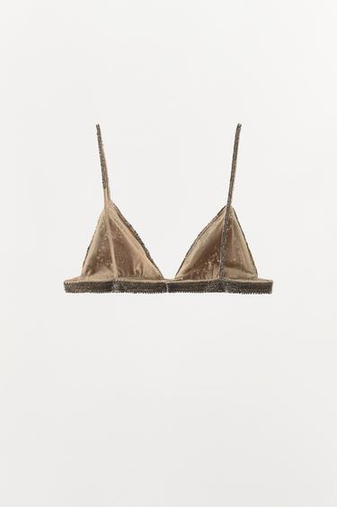 TEXTURED BEAD TRIANGLE BRA - Pink by Zara - Image 6