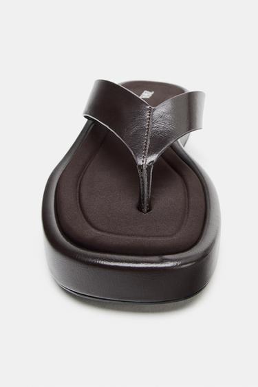 SANDALES PLATES À BRIDES - Marron de Zara - Image 5