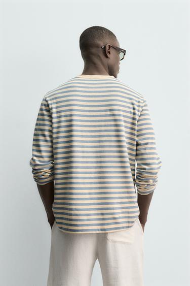 STRIPED LONG SLEEVE LINEN/COTTON T-SHIRT - Stripes by Zara - Image 2