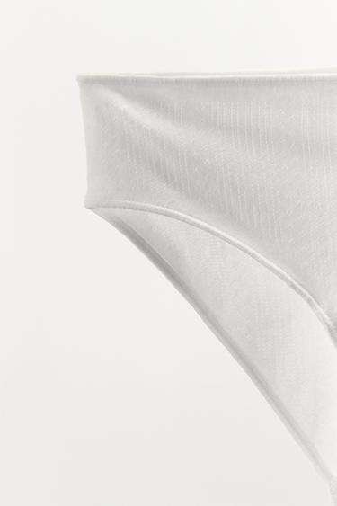 CULOTTE POINTELLE LACET SATINÉ - Blanc de Zara - Image 4