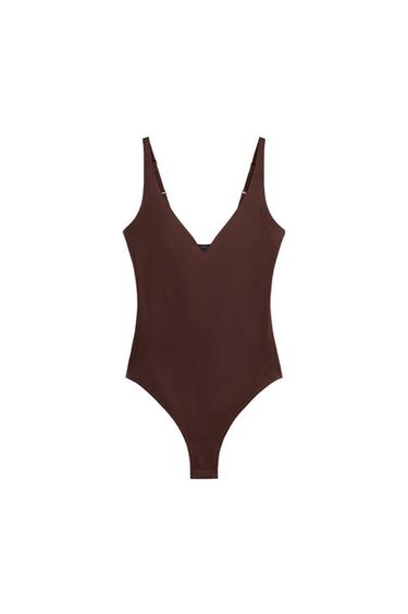 POLYAMIDE BLEND BODYSUIT - Brown by Zara