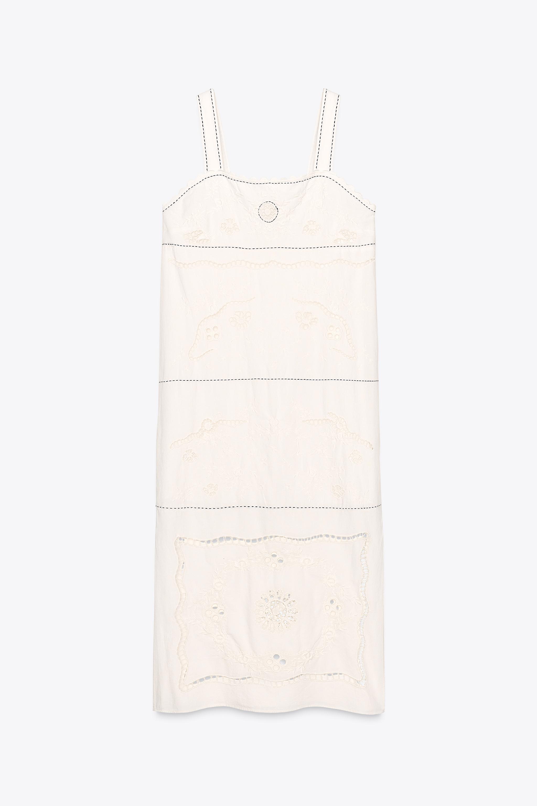 【ZARA】ZW COLLECTION 刺繍入りワンピース 6895/059/712 ZW COLLECTION EMBROIDERED DRESS - Ecru | ZARA Hungary