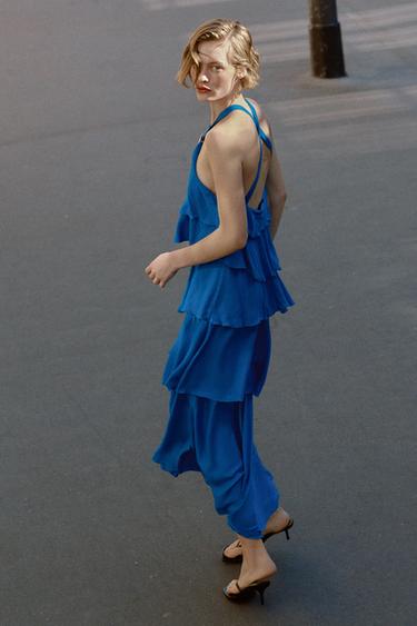 ROBE LONGUE À VOLANTS - Cobalt de Zara - Image 6