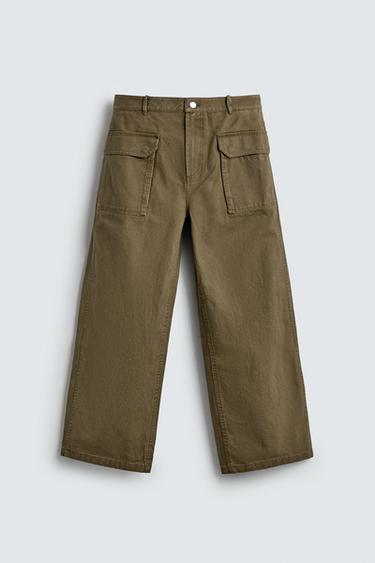 PANTALON COUPE LARGE À PASSANT - Kaki de Zara - Image 7