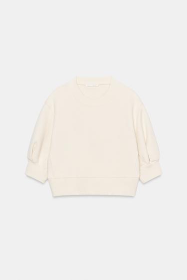 CROPPED VOLUME SWEATSHIRT - Ecru by Zara - Image 3