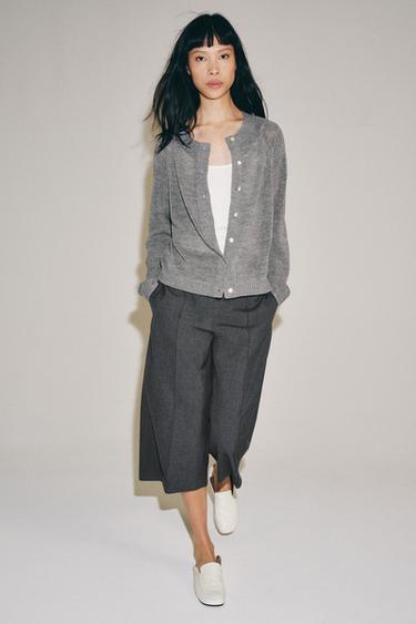 CHAQUETA PUNTO CON LANA - Gris de Zara