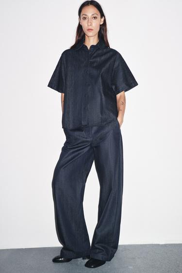 طقم قميص وبنطلون JOGGER DENIM ZW COLLECTION - أصفر جريب فروت الخاص بـ Zara