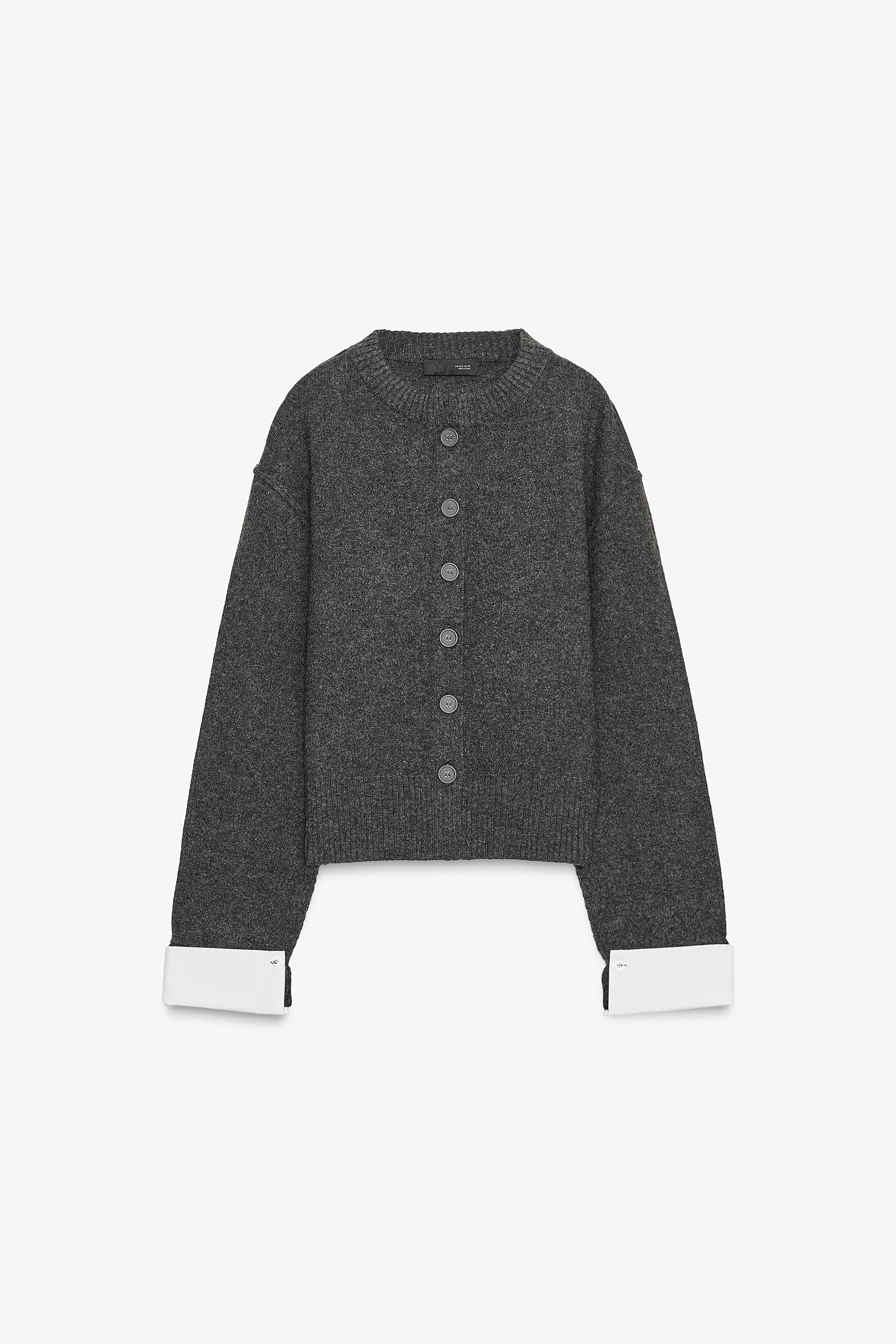 COMBINATION KNIT CARDIGAN - Gray marl | ZARA United States
