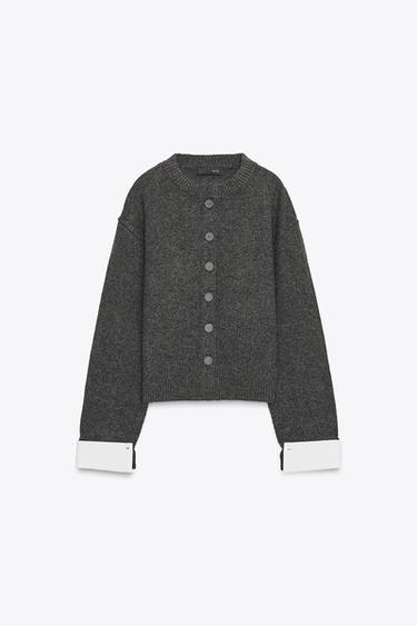 GILET EN MAILLE COMBINÉ - Gris chiné de Zara