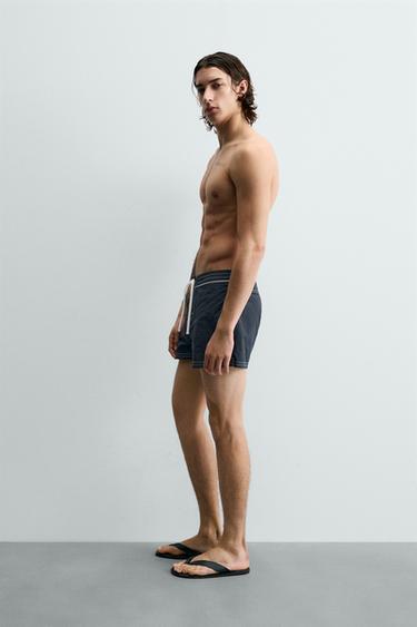 MAILLOT DE BAIN MI-LONG À LACET - Bleu de Zara - Image 4