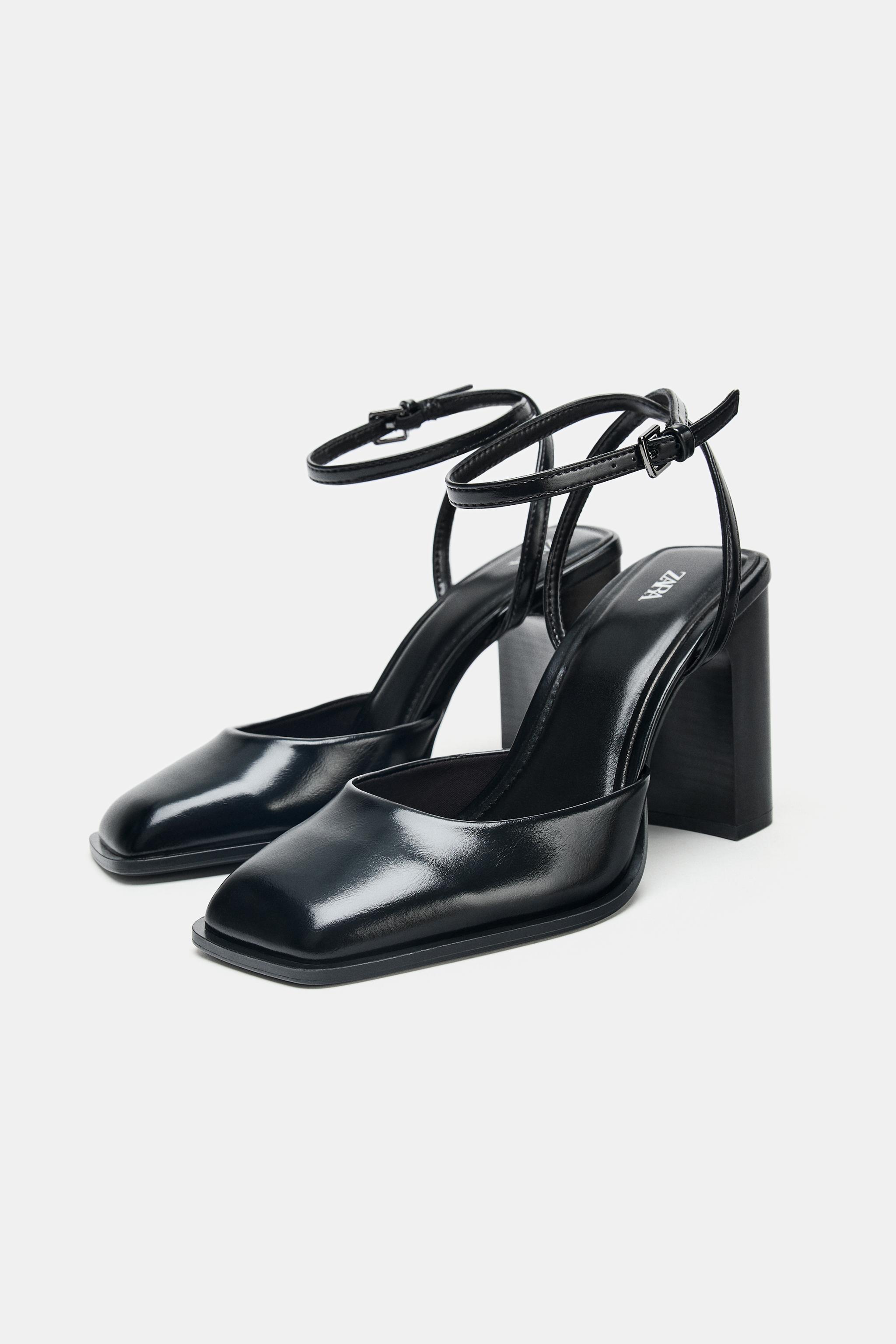 SQUARE TOE SLINGBACK HEELS - Black | ZARA United States