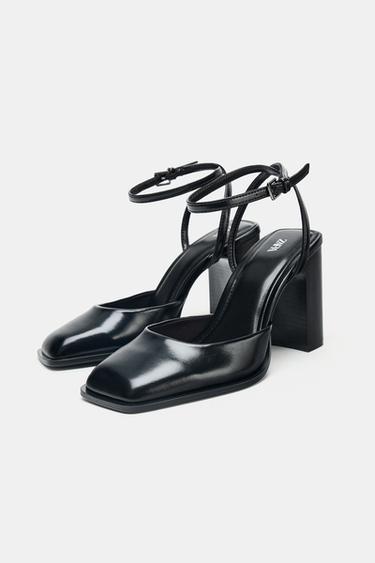 CHAUSSURES OUVERTES À BOUT CARRÉ ET TALONS - Noir de Zara - Image 2
