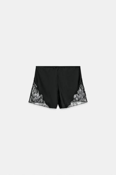 ZW COLLECTION SATIN LACE SHORTS - Black by Zara - Image 5