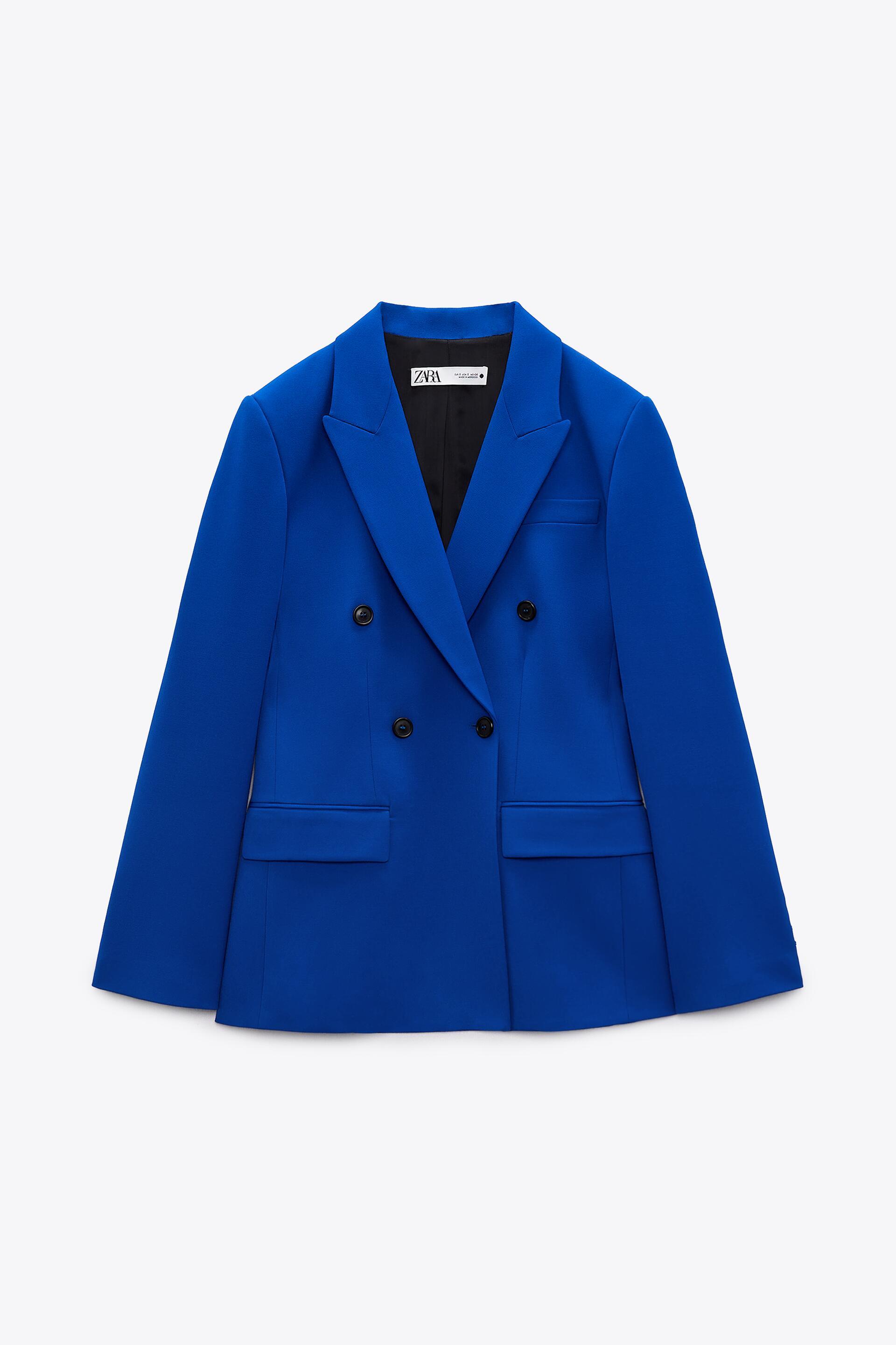 DOUBLE BREASTED BLAZER WITH POCKETS - Blue | ZARA United States