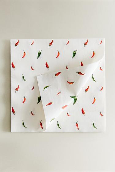 LOT DE 20 SERVIETTES EN PAPIER MOTIF PIMENT - Blanc / Rouge de Zara