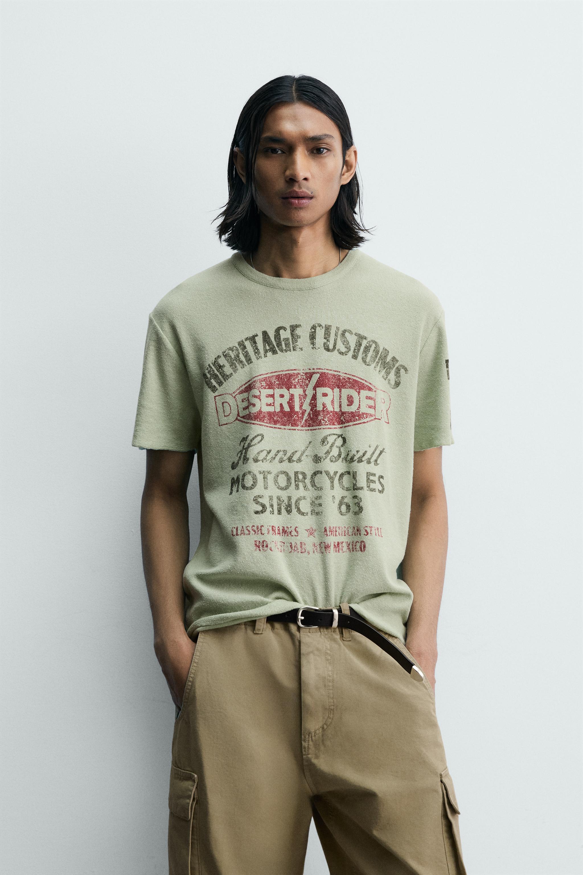 ウォッシュドプリント ニットTシャツ - ウォーターグリーン | ZARA