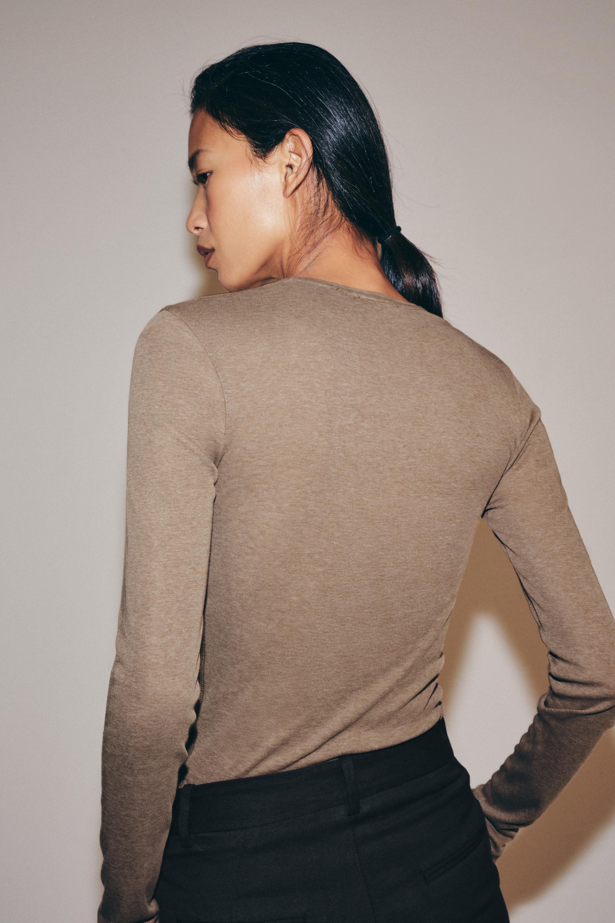 Zara HENLEY YAKA T-SHIRT görsel 3