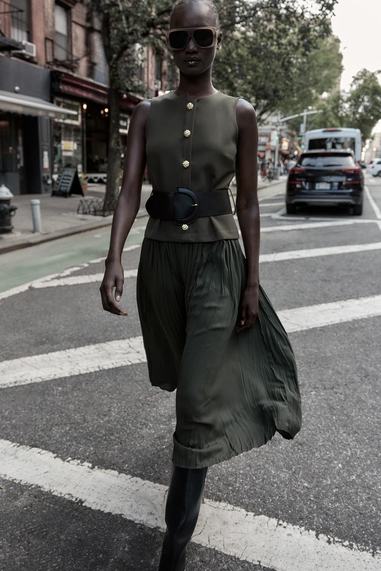 MIDI CONTRAST DRESS WITH BELT