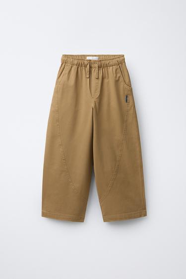 Zara SEAM DETAIL BALLOON PANTS - taupe brown