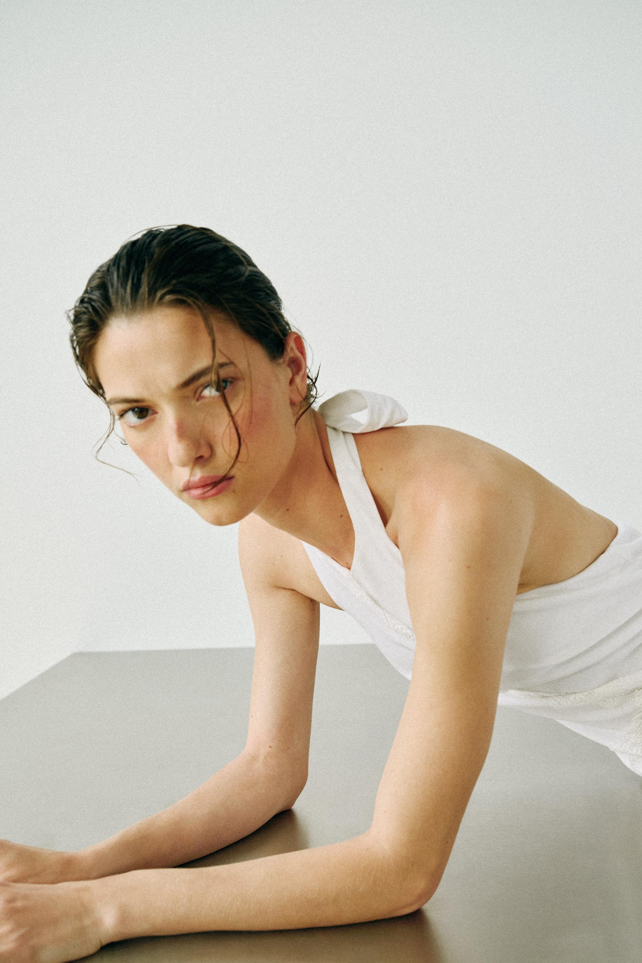 COMBINATION LINEN MIDI DRESS - White | ZARA United States COMBINATION LINEN MIDI DRESS - White | ZARA United States