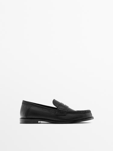 Mocasín piel abatanada - Negro de Zara