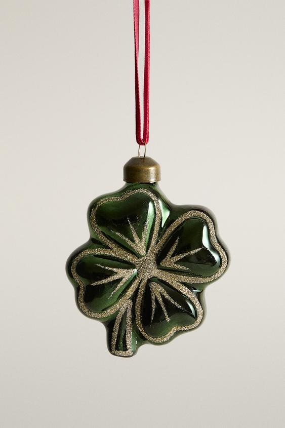WEIHNACHTSBAUMSCHMUCK AUS GLAS, KLEEBLATT - Grün von Zara - Bild 0