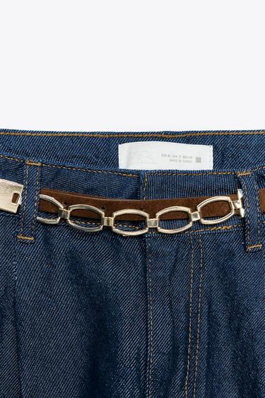 Z1975 DENIM SHORTS WITH DARTS AND BELT - Blue by Zara - Image 6