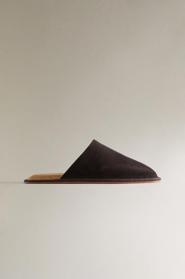 LEATHER MULE SLIPPERS — Brown 2