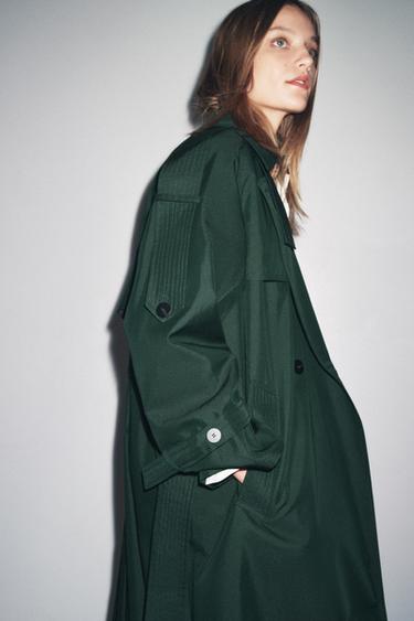 TRENCH OVERSIZE DÉPERLANT ZW COLLECTION - Vert bouteille de Zara - Image 7