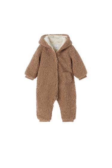FAUX SHEARLING BEAR ONE-PIECE SUIT