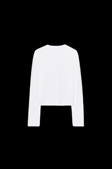 T-SHIRT AUS 100 % BAUMWOLLE MIT KNÖPFEN - Weiß von Zara