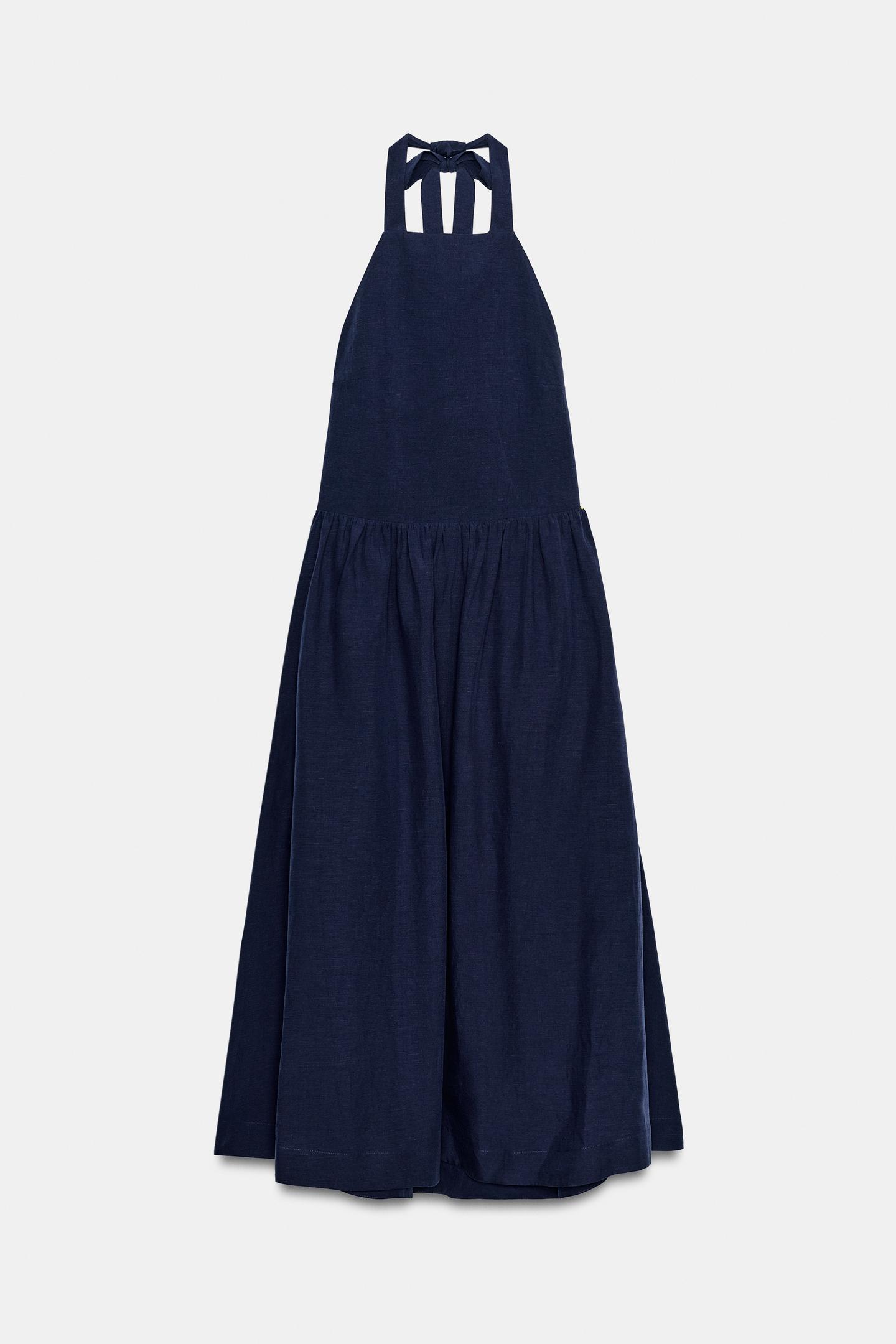 Женское платье Zara ZW Collection Halter Neck, цвет: Тёмно-синий — фото 7