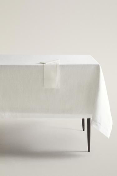 Zara PLAIN LINEN TABLECLOTH - White
