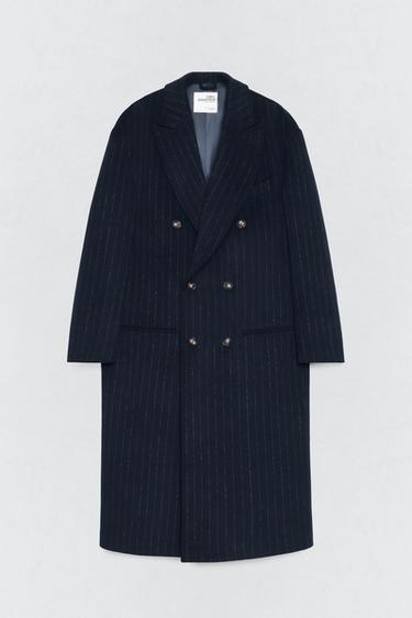 SOSHIOTSUKI X ZARA 핀 스트라이프 오버사이즈 핏 코트 - Zara 네이비
