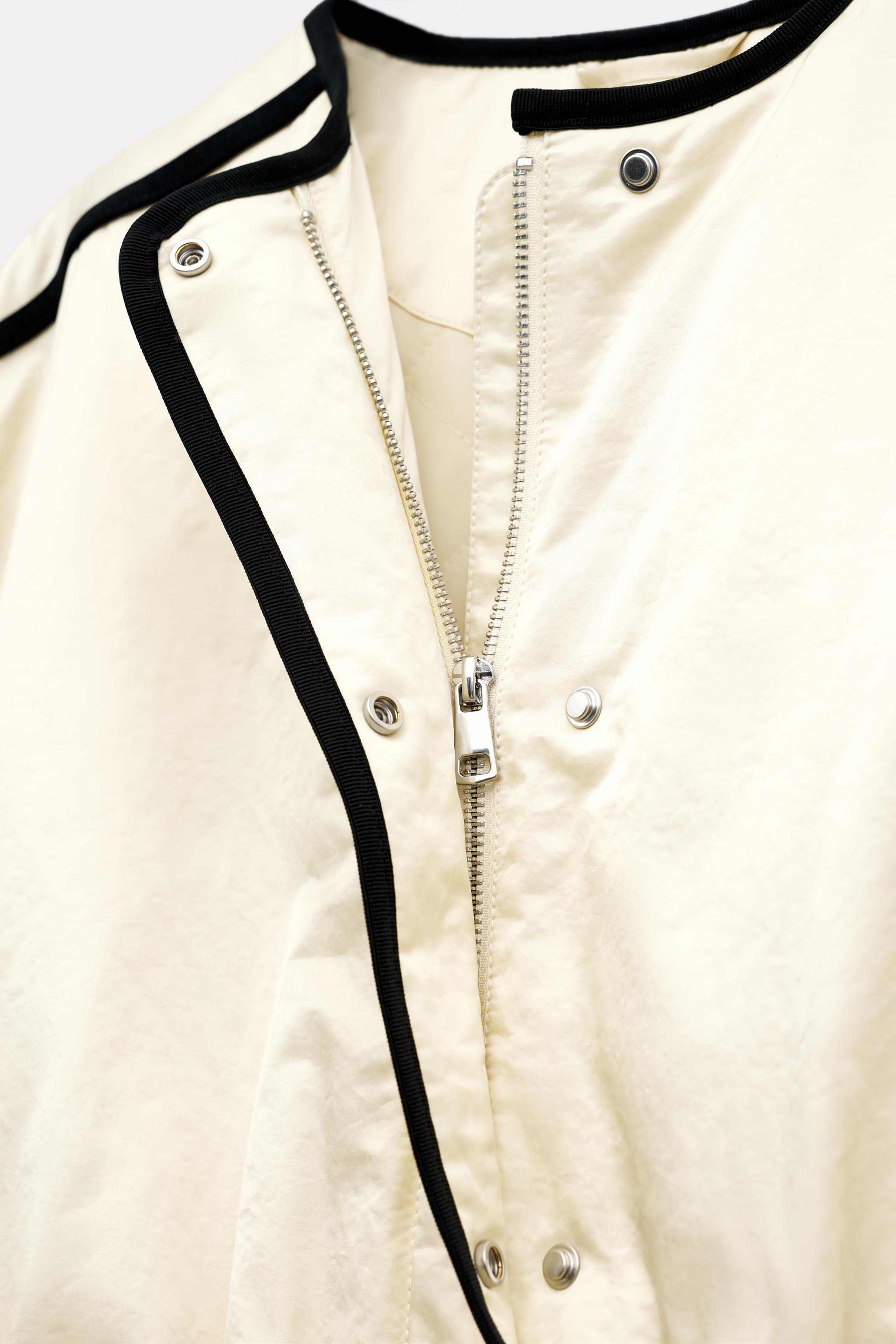 SATIN JACKET WITH CONTRAST PIPING