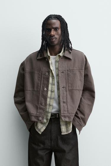 CROPPED FIT JACKET WITH POCKETS - Brown / Taupe by Zara