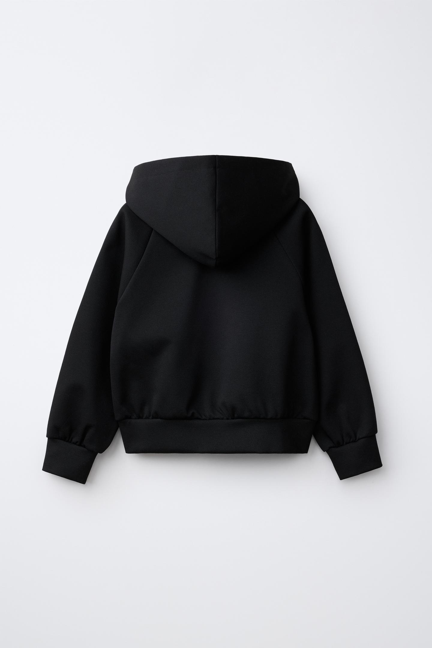 Детское худи Zara Solid Interlock, цвет: Чёрный — фото 2