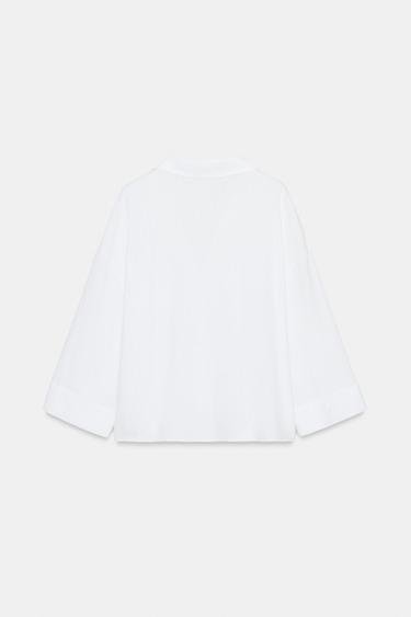 CHEMISE FLUIDE AVEC LIN - Blanc de Zara - Image 6