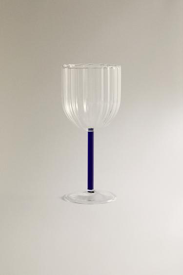 BOROSILICATE GLASS WITH COLORED STEM - Azul de Zara - Imagen 0