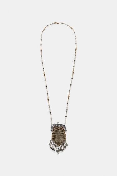 Zara COMBINED JEWELED BAG NECKLACE - Gold / Silver